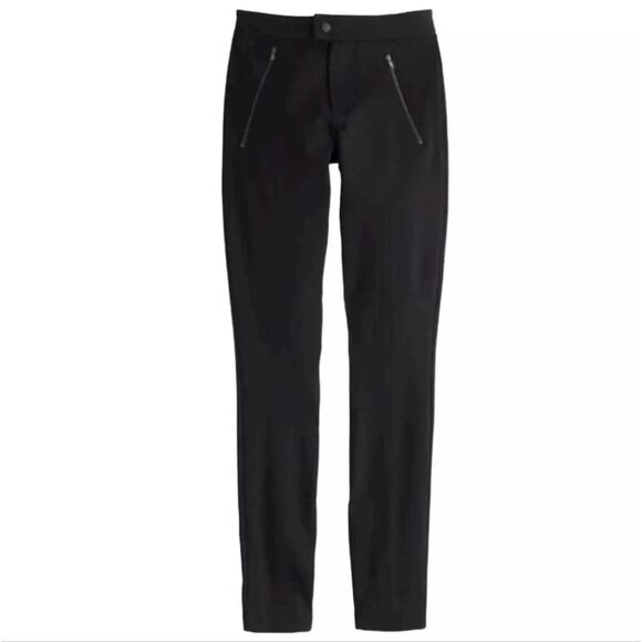 J. Crew Pixie Pants Black Skinny Ponte Knit Leggings Zip Pocket‎ B3985 Size 4 - Picture 1 of 12